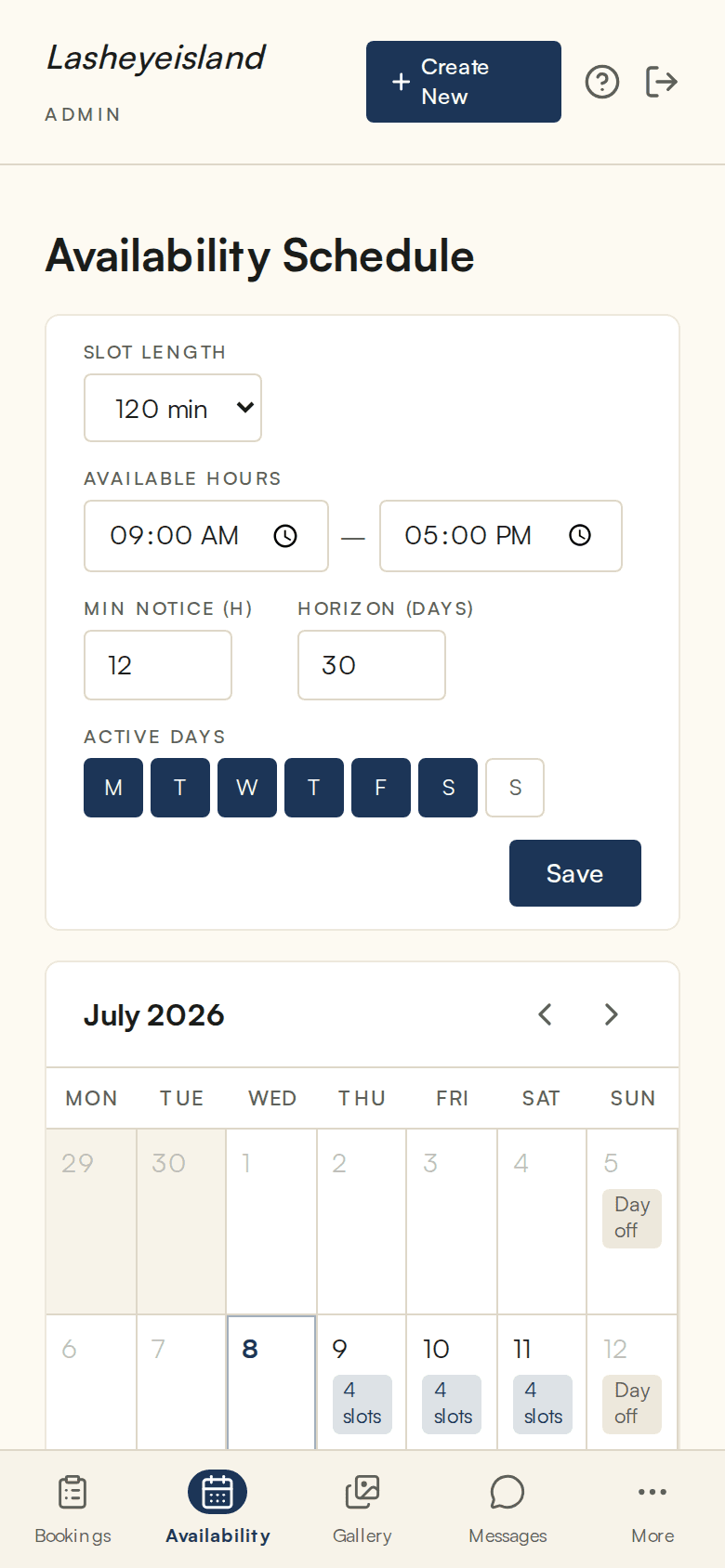 The same schedule, on a phone